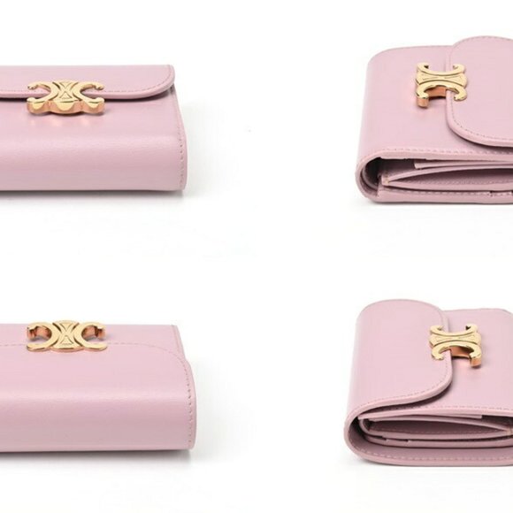 CELINE Triomphe Small Wallet 10D78 Dull Pink E-155584 - Picture 4 of 10
